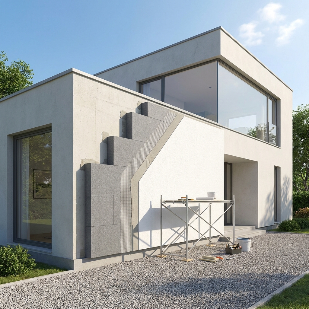 Schéma technique isolation thermique par l'extérieur (ITE)